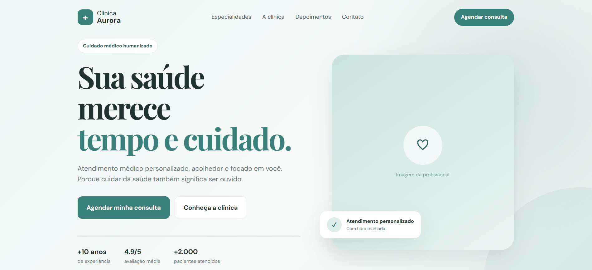 Landing Page Clínica Aurora Essencial