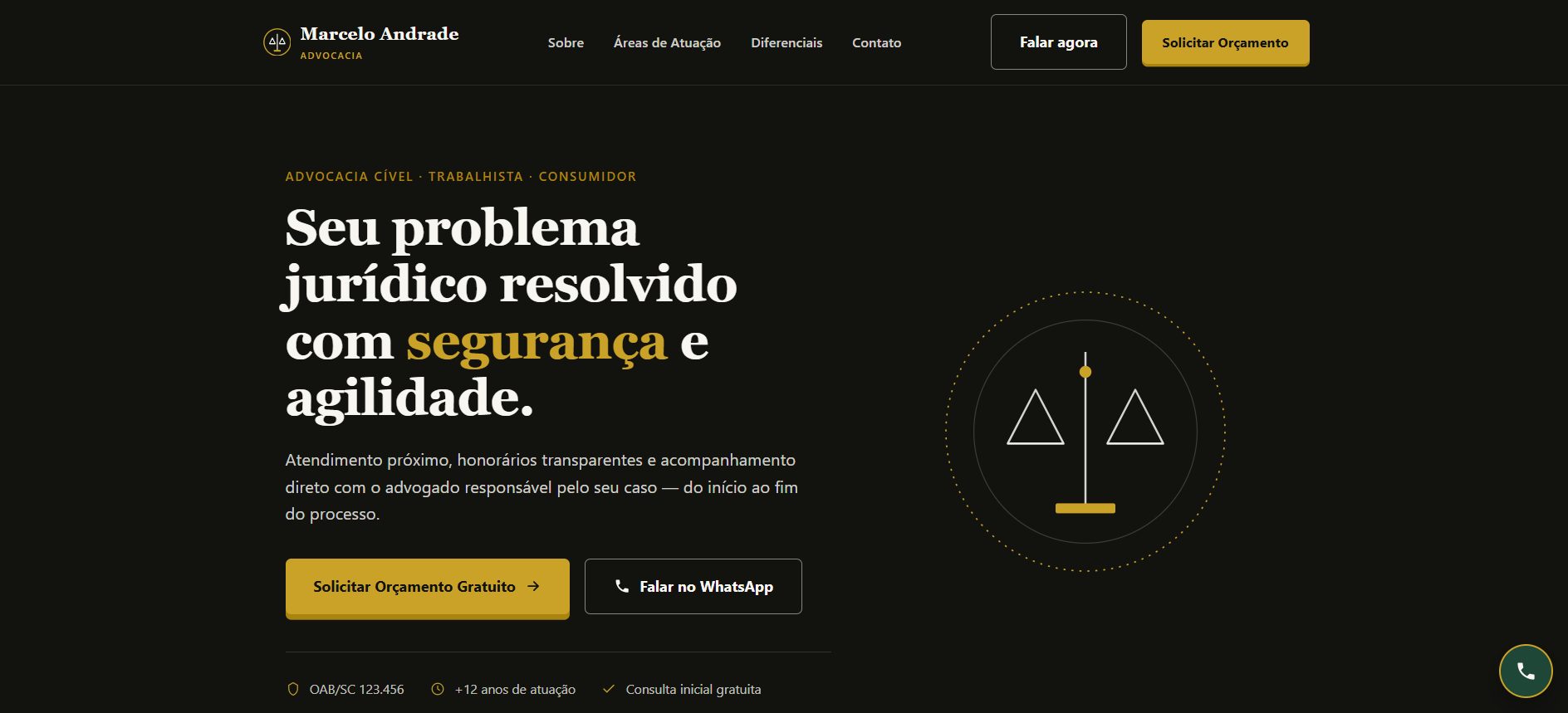 Landing Page Marcelo Andrade Advocacia
